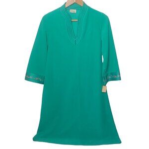 Vintage NEW JC Penney Womens S Misses Robe Mid Zip Green Velour Long Slv READ